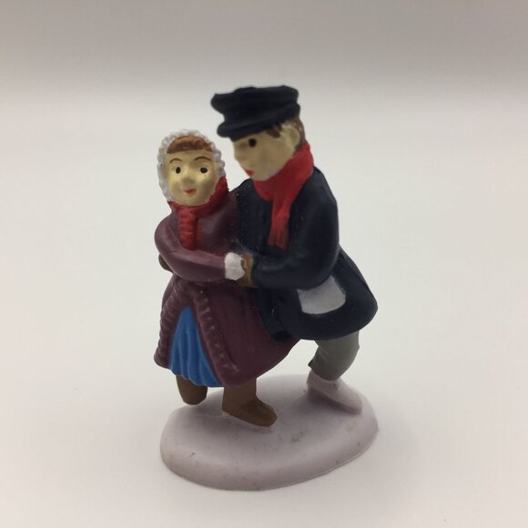 Set of 4 Christmas Village People Figures Santa Mrs. Claus Skaters Man Elf Tree - Picture 4 of 10